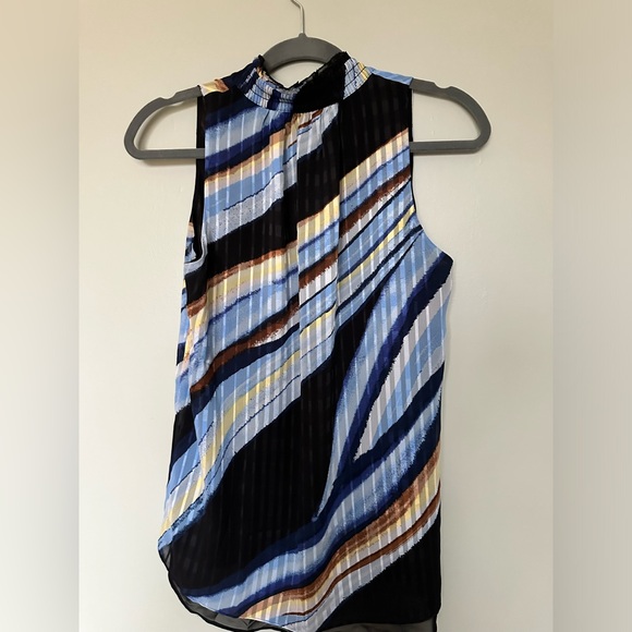 Pleated Lined Abstract Print Blouse Size S - Picture 5 of 5